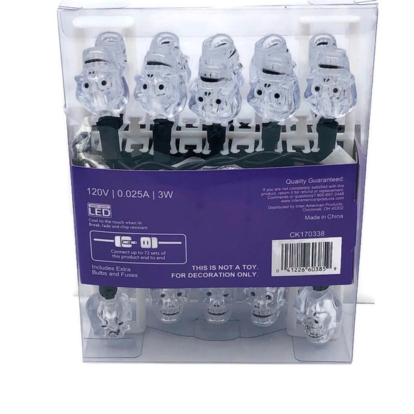 Skull 20 Count String Lights LED Halloween 8 Foot Black Wire New in Box … - Picture 3 of 11